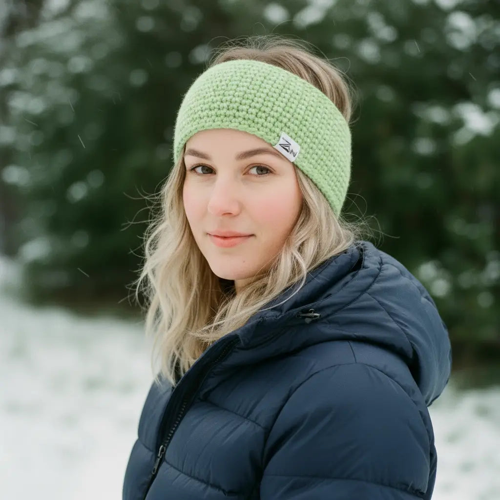 Zaini Barra green crochet headband