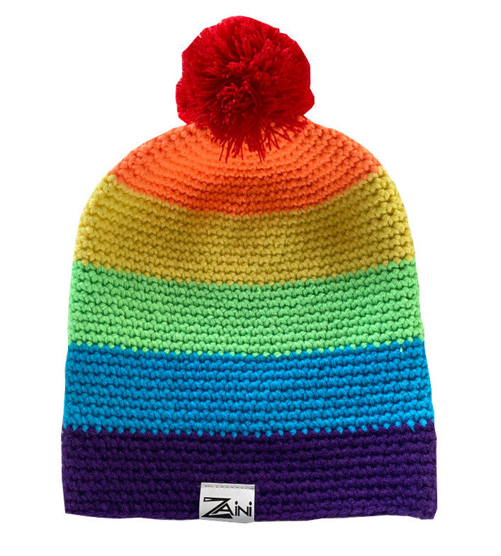 Rainbow Fleece Lined Snug Bobble Hat