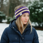 Zaini Kelty purple and yellow crocheted headband