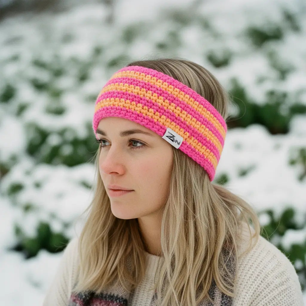 Zaini Rum pink and orange crocheted headband
